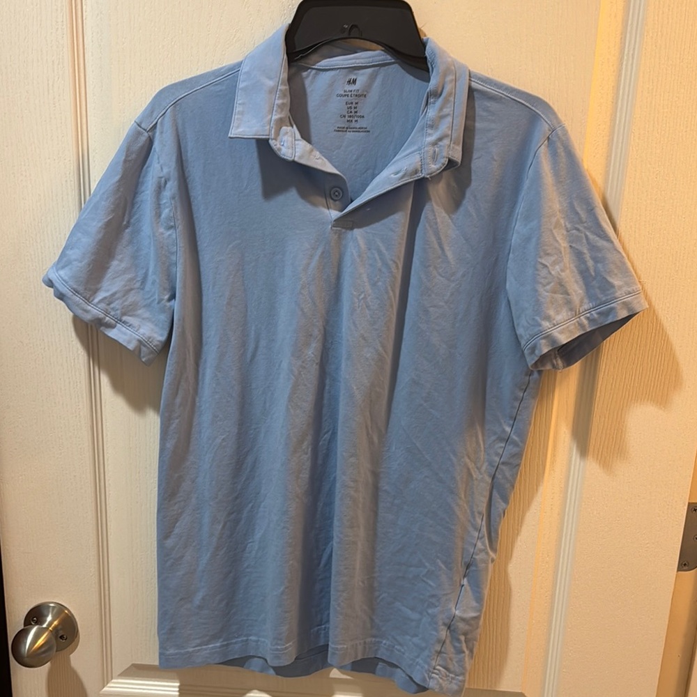 H&M Men's Light Blue Polo Shirt